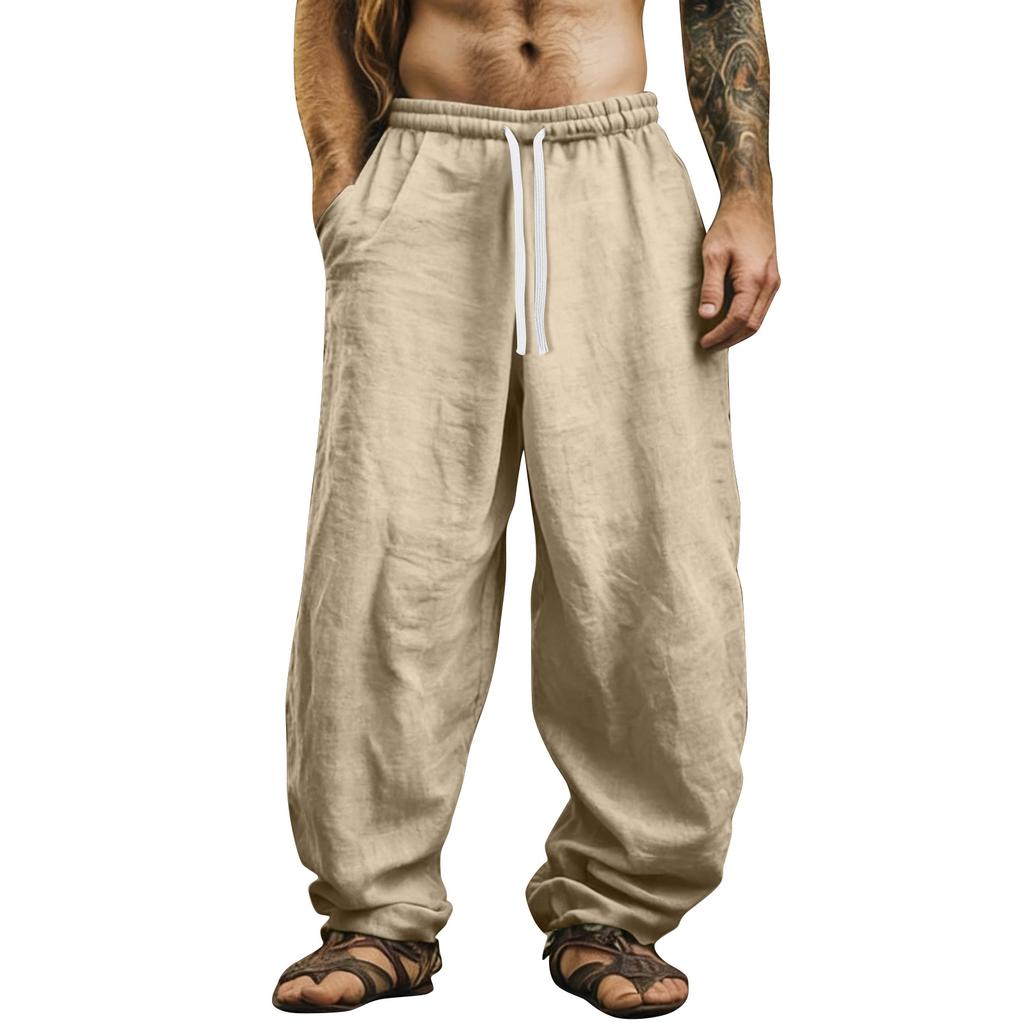 Men's Color Cotton Linen Trousers Men's Casual Fashionable Cotton Linen Trousers