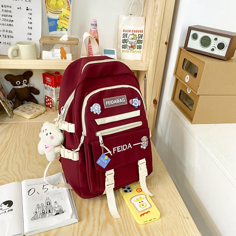 Schoolbag new schoolbag female junior high school Korean version large capacity double backpack primary school students third to sixth grade cute