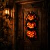 Halloween Pumpkin Hanging Ornaments Triple Stacked Jack-o'-Lantern Door Hanger, 2D Wall Ornament, Dark Style Festival Props Spooky Fall Porch