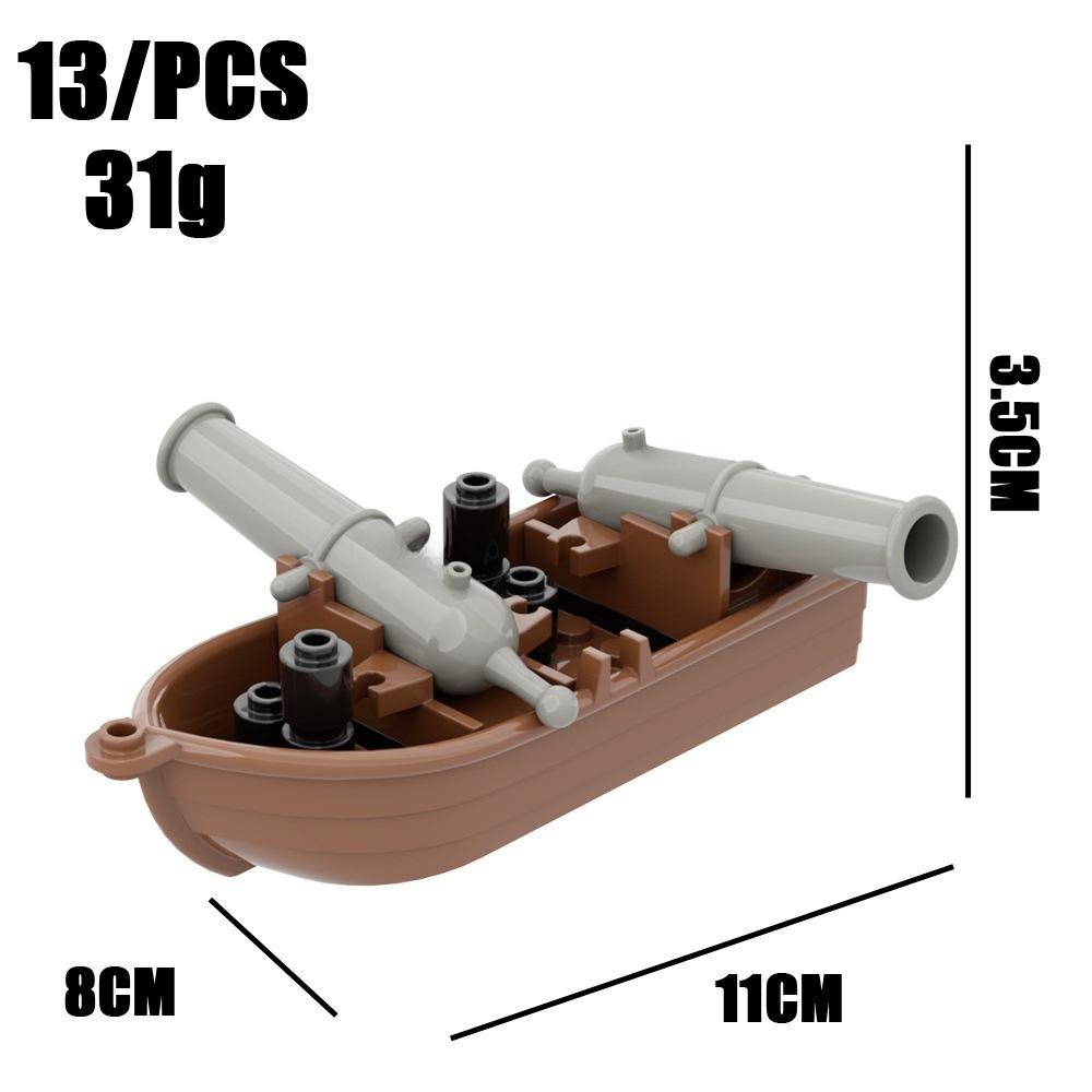 Assemble Small Particle Building Block Drifting Raft Pirate Gunboat Port Scene Tabletop Ornament