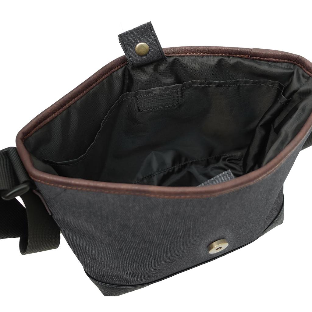 Mini Messenger Bag 0411518 Combination Synthetic Leather Polydenim Switch Compact with Pocket 22269303 Black 2 X Gray [Edwin] (Black