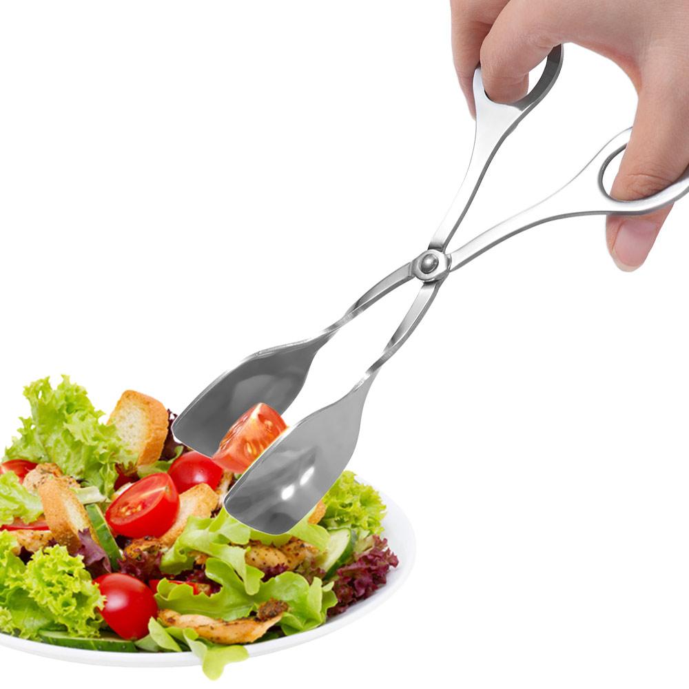 Tang Roestvrij Staal Voedseltang Creatieve Anti-brandwond Taartklem Dubbelhoofd Multifunctionele Saladeklem Patisserie