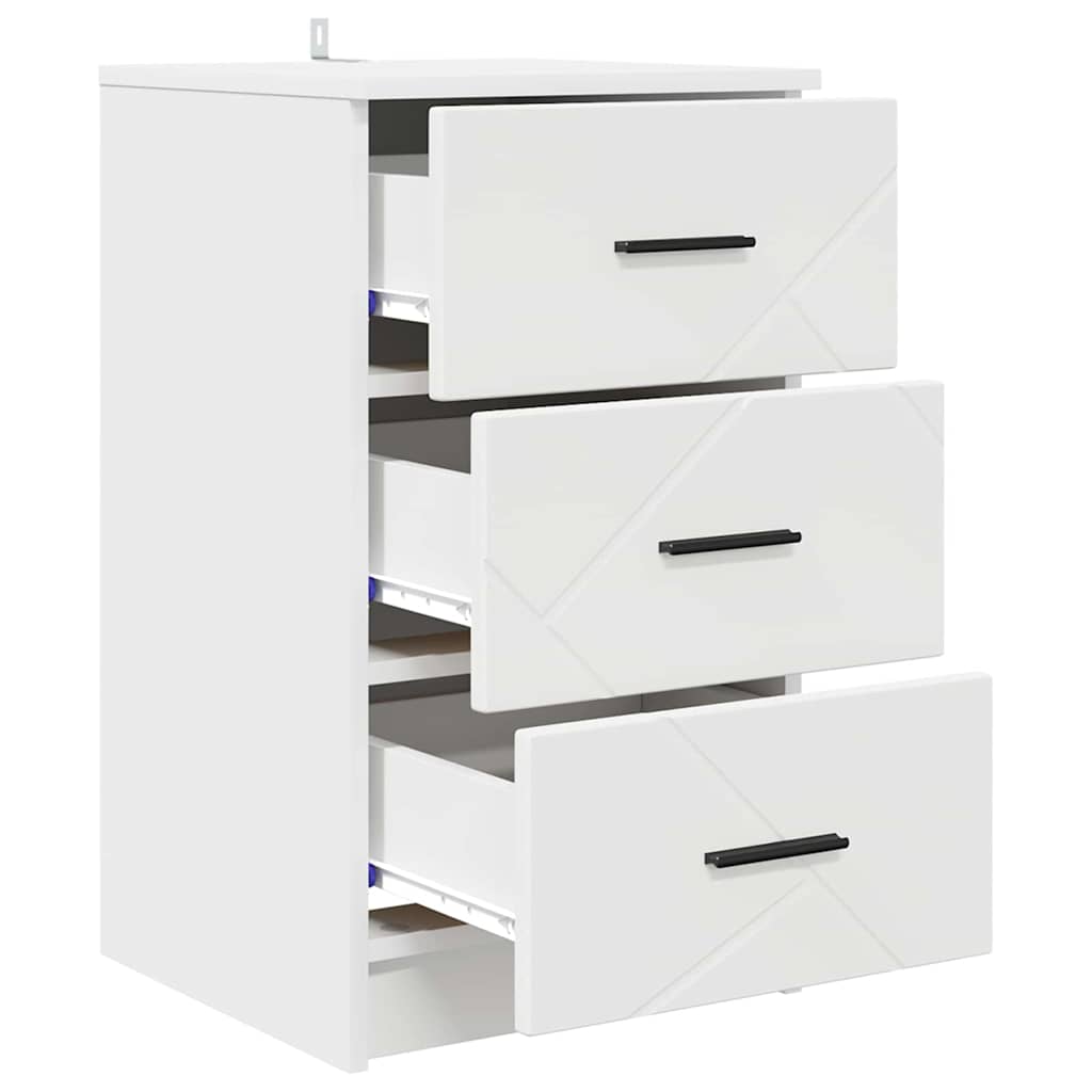 Nightstand with Drawers White 38 x 38 x 66 cm Engineered Wood