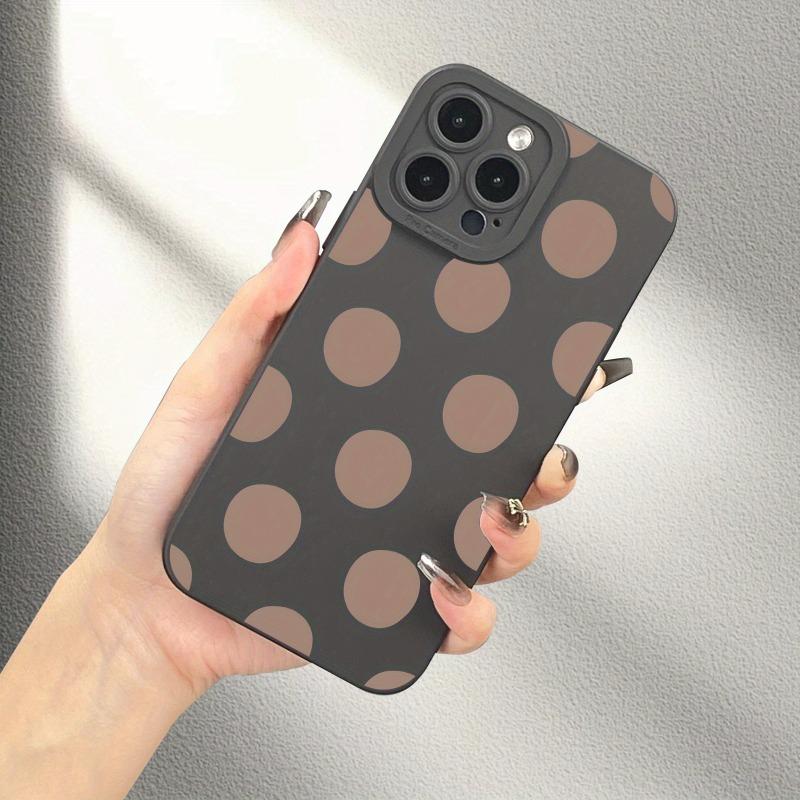 Brown polka dot pattern phone case suitable for iPhone 17 16 15 14 13 12 11 Pro/ Max /Plus anti-fall and shockproof