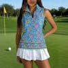 Camiseta Polo de Golf sin Mangas para Mujer con Cuello con Cremallera y Estampado, Camiseta sin Mangas Deportiva para Deportes y Actividades al Aire Libre