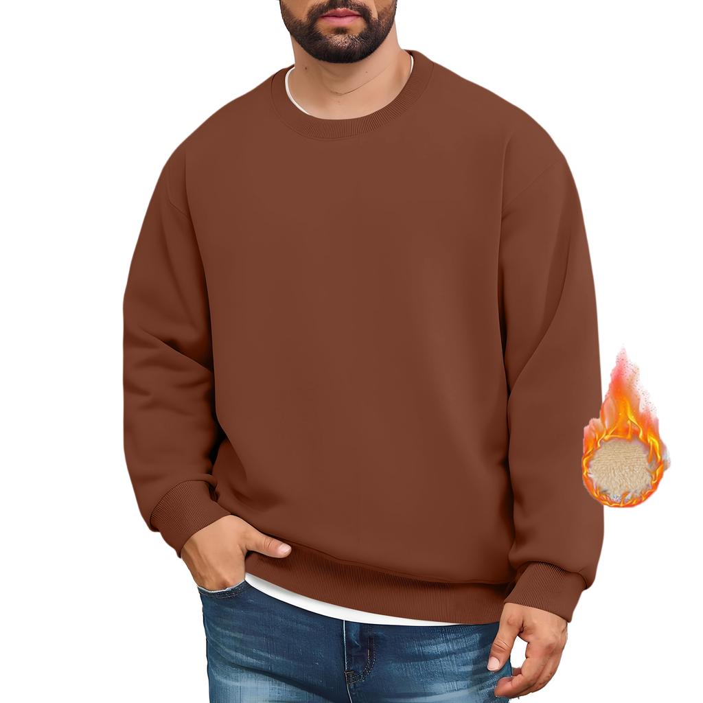 Men's Lined Sweatshirts Premium Heavy-weight Fleece Pullover Thick Thermal Sweatshirts
