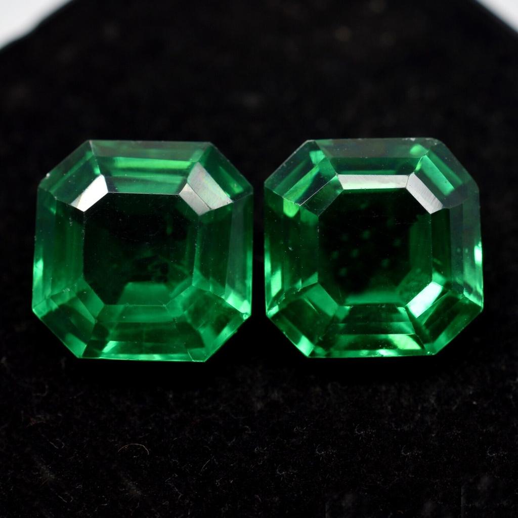 20.40 Ct Natural TSAVORITE GARNET Square Cut GREEN Loose Gemstone Pair CERTIFIED