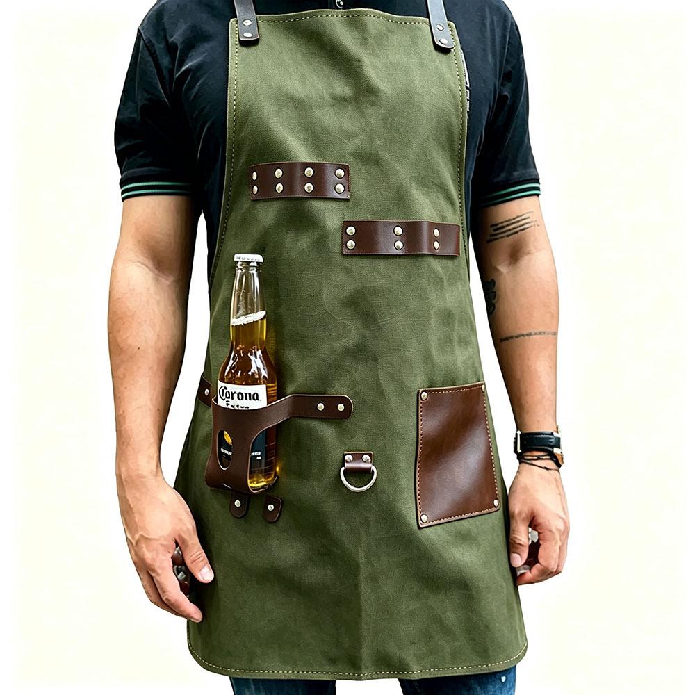 Custom Logo PU Leather Apron: Waterproof, Oil-Proof Cover for BBQ, Baking, & Work