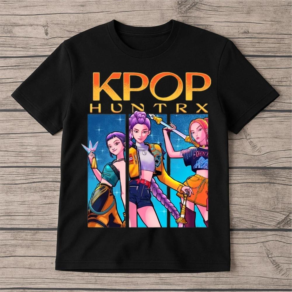 Anime KPop Demon Hunters T-shirt Summer 3D HUNTR/X Print Boys Girls Cartoon Top Summer Unisex Streetwear Clothing
