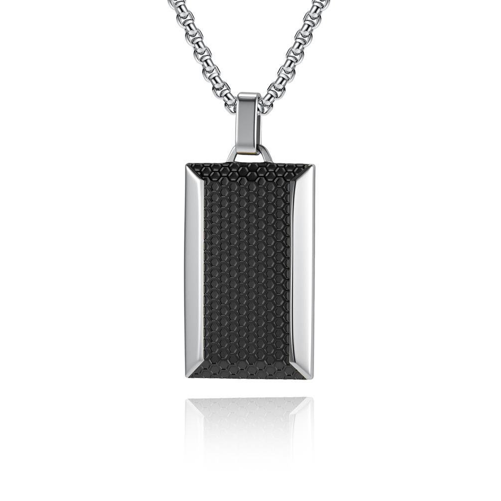 

2026 Couple Square Pendant New Honeycomb Texture Square Section Electric European and American Men s Necklace 60CM