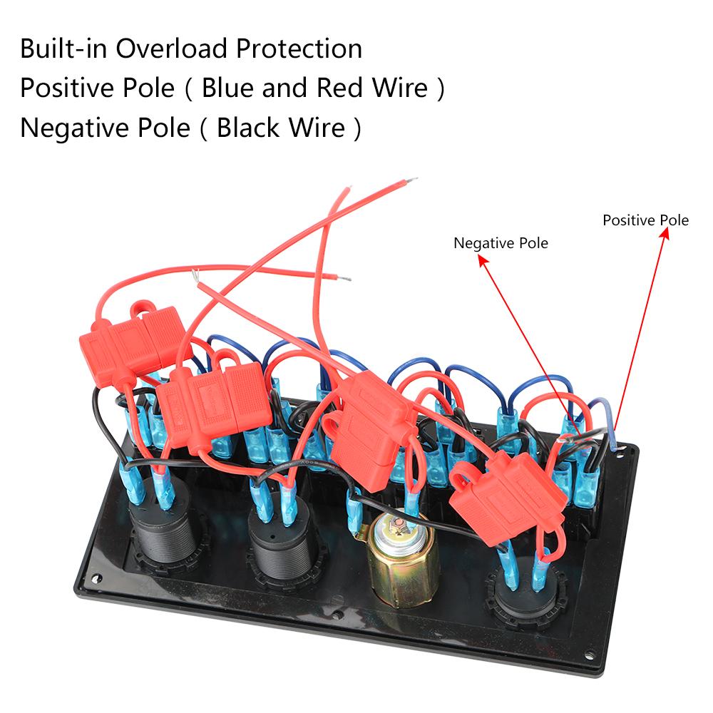 12V/24V voltmetru digital auto Marine RV Circuit întrerupător LED 8 Gang comutator panou multifuncțional Dual USB brichetă soclu