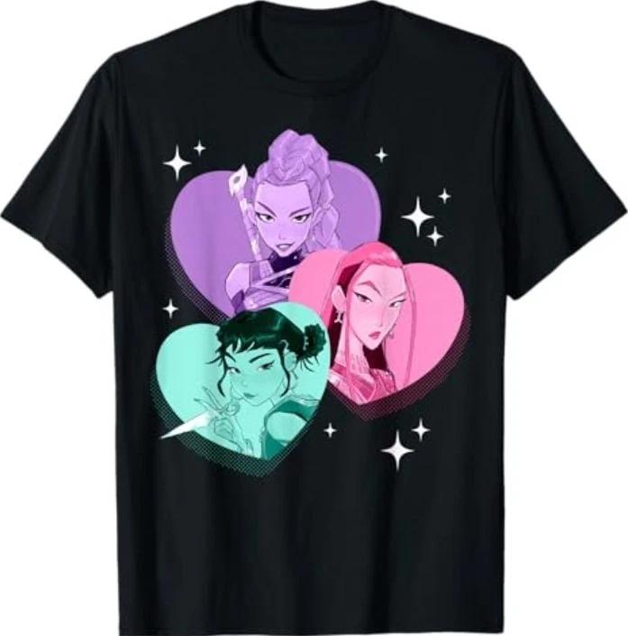 Kpop Demon Hunters Huntrix Heart Frame Zoey Rumi and Mira T-Shirt S