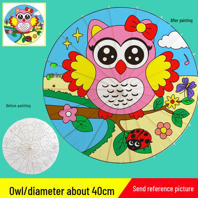 DIY Handbemaltes Weißes Ölpapier Schirm-Set für Kinder - Bastelprojekt im antiken Stil für den Kindergarten