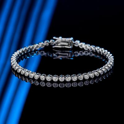 Real Moissanite Round Bracelet D Color Vvs1 Full Diamond Bracelet Pure 925 Sterling Silver Fine Jewelry Gift For Women
