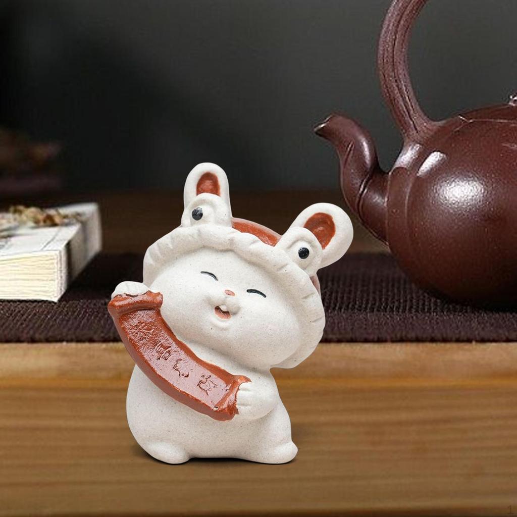 Bunny Sculpture Decor Chinese Year Desktop Home Mini Rabbit Statues Figurines for Dinning Room