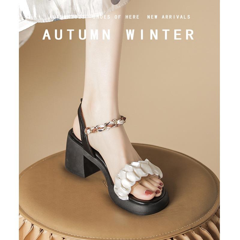 

Женские летние сандалии, новый темперамент, толстая подошва, водонепроницаемые, на высоком каблуке-столбике, сандалии с открытым носком 39 чёрный