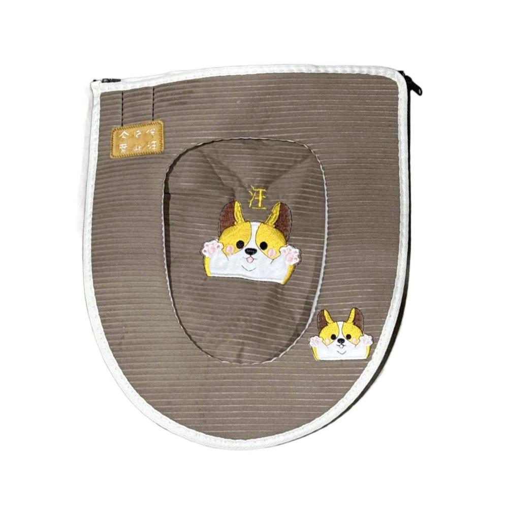 

2PCS/Set 2 in 1 Cartoon Embroidered Toilet Seat Cover Warm Toilet Seat Mat Zipper Protector Soft WC Lid Cover Indoor Toilet