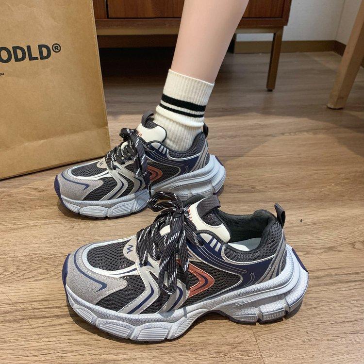

[Armano] 2025 spring and autumn new fashion ins trendy dad shoes women s platform lightweight running shoes sneakers 40 серо голубой