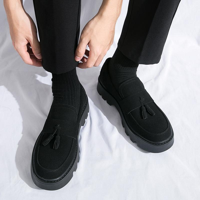 2025 New British Style Foot Loafers Men's Platform Heightening Trend College Style Casual Shoes 2025 Board Shoes