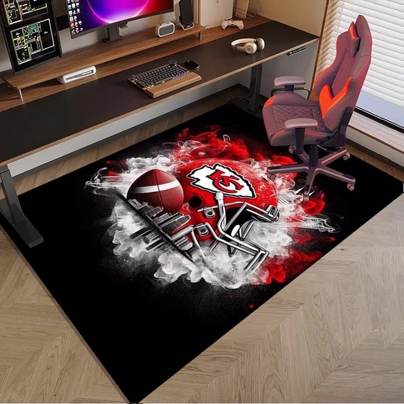 Stadt Chiefs Emblem Bedruckter Teppich für Büro, Stuhlunterlage, Dekorativer Teppich Bodenmatte, Große Größe Fan Geschenke Weihnachtsgeschenke