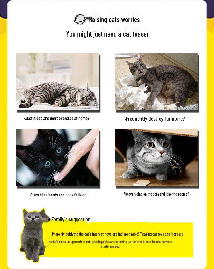 Boredom Relief Teething Mouse Teaser Wand & Self-Play Ball Kitten Toy Set