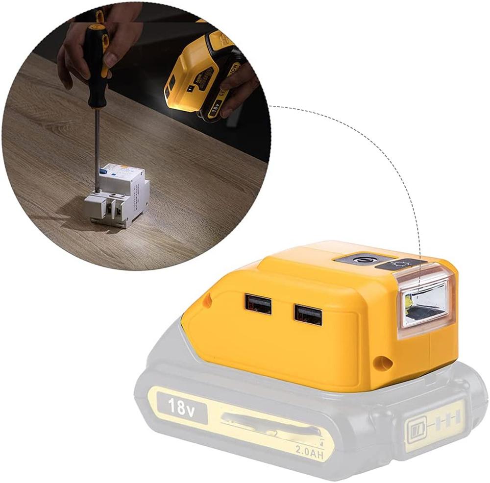 14.4V-20V LED Dual USB Charger Adapter for Dewalt MAX XR Lithium Battery