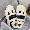 Thick-soled Velcro, fluffy bread, little white shoes, children's winter velvet to keep warm 2025 new popular board shoes, cotton shoes