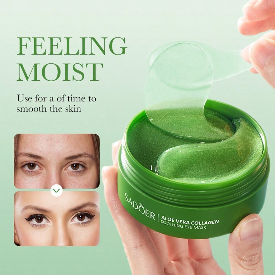 1PC SADOER Aloe Vera Collagen Soothing Eye Mask Use For A Of Time To Smooth The Skin,Fade Eye Lines