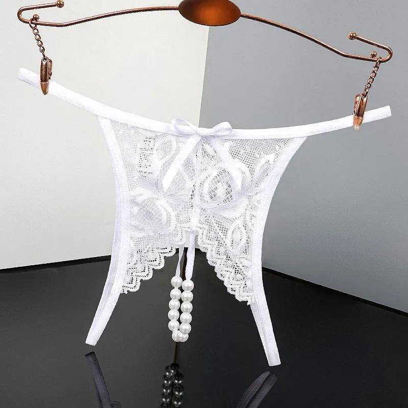 Damen Intimwäsche Sexy Slips Niedrige Taille Erotische Tangas Spitze Transparent Sex Slips Damen Verführung Offener Schritt Flirty Unterwäsche
