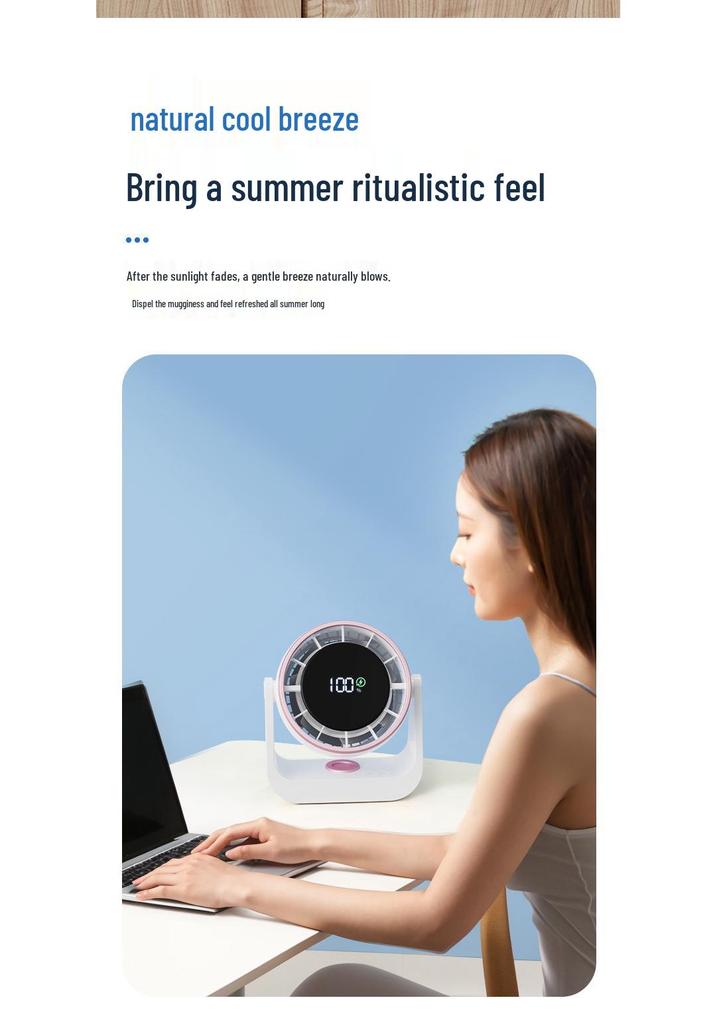 Digital Display USB Rechargeable 100-Speed Desktop Fan for Dormitories