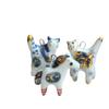 Cartoon Animal Ceramic Pendant Hand Painted Blue White Porcelain Charm Cute Cat Horse Bird Bead For Diy Necklace Jewelry Making
