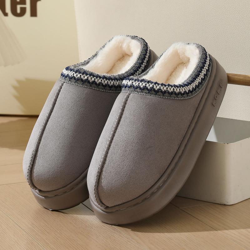 New Fall and Winter Lace Fashion Cotton Slippers Men and Women Couple Models Indoor and Outdoor Warm Cotton Slippers
