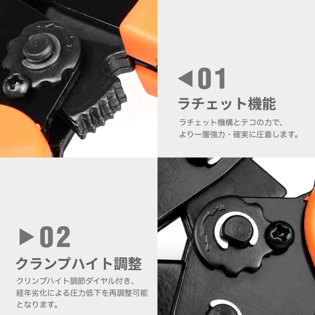 IWISS SN-48BE Ratchet-Type Crimping Pliers, Open Barrel, for Faston Terminals, EDM Cut, Compatible with 0.14-1.5mm² Medium-Sized Terminals