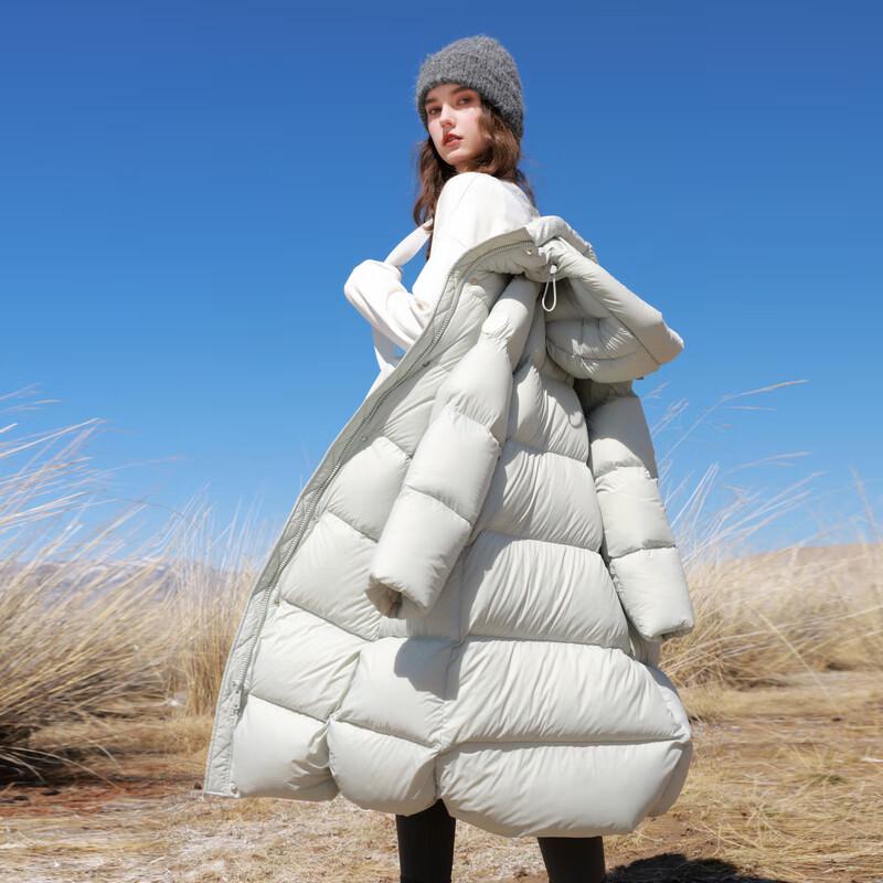 Sancai 2025 Winter Long Hooded 90% White Duck Down Puffer Jacket