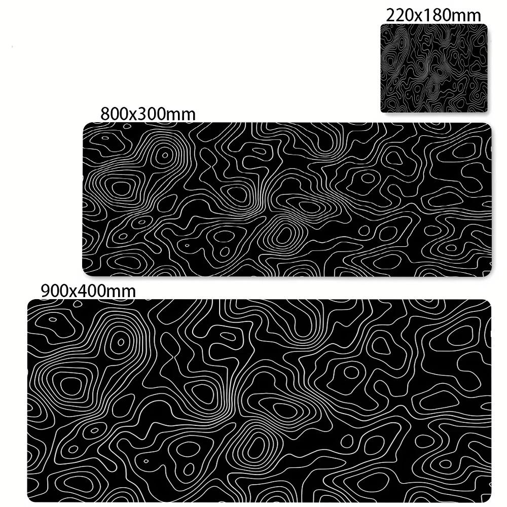 Mouse Pad 1000x500MM Topographic Map Black and White Lines Desk Mat Desktop Accessories Gaming Keyboard Pad Carpet Office Gamers