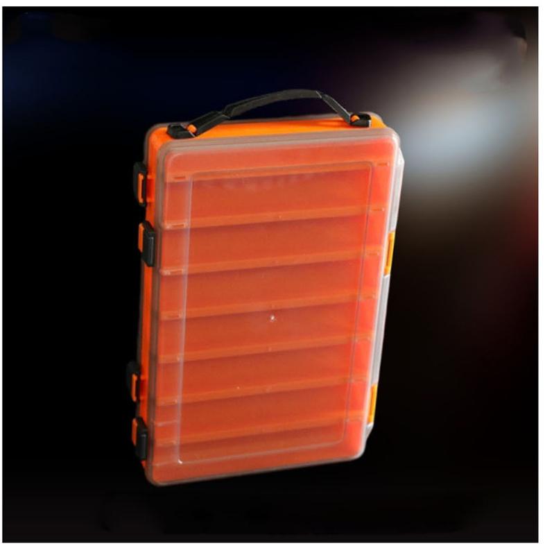 Angelbox mit 14 Fächern, Angelzubehör, Köderhakenboxen, Aufbewahrung, doppelseitig, hochfest, Angelköder-Tackle-Box