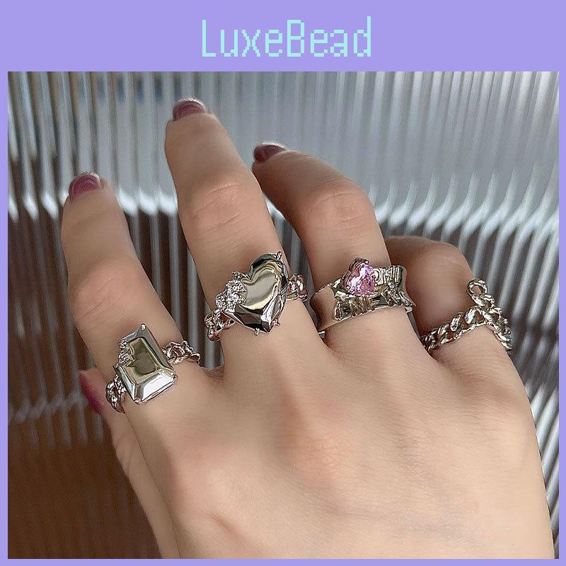 Elegant Korean Heart Shaped Adjustable Ring With High-end Design And Geometric Style