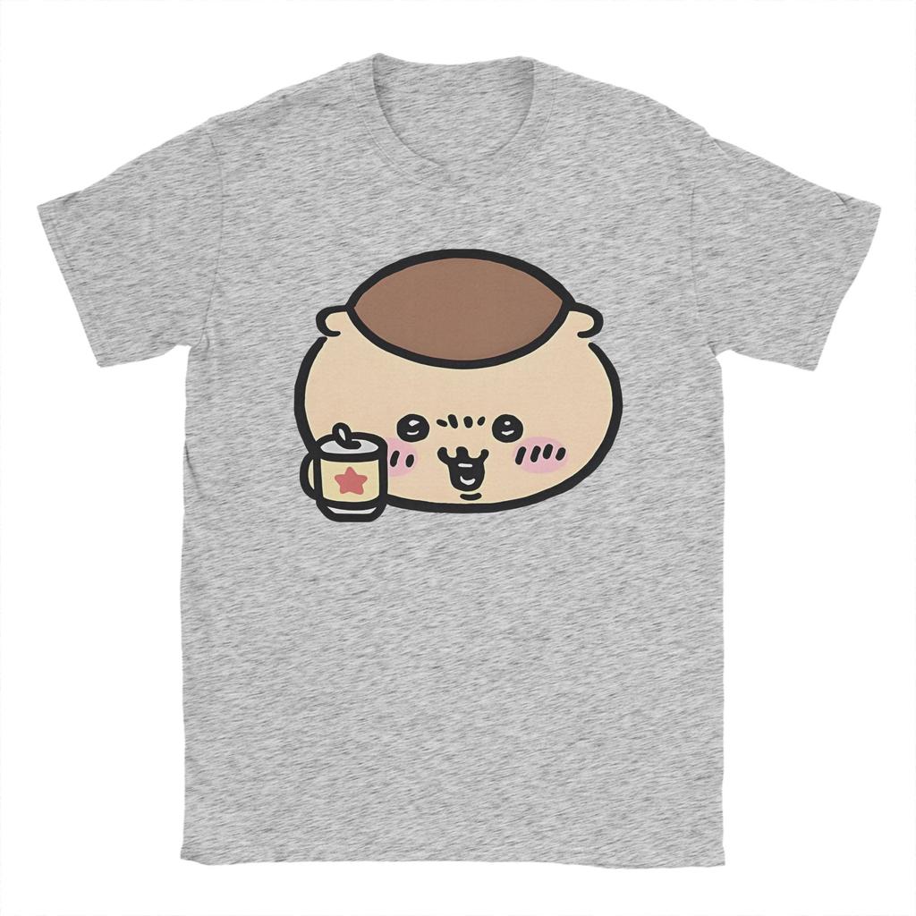 Chiikawas Kurimanju T Shirt for Men Pure Cotton Awesome TShirt Crew Neck Tees Short Sleeve Clothing Plus Size