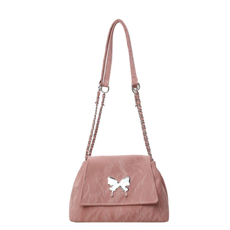 Spring 2024 New Women s Fashion Shoulder Bag Chain Bag Street Trend Pu Material розовый