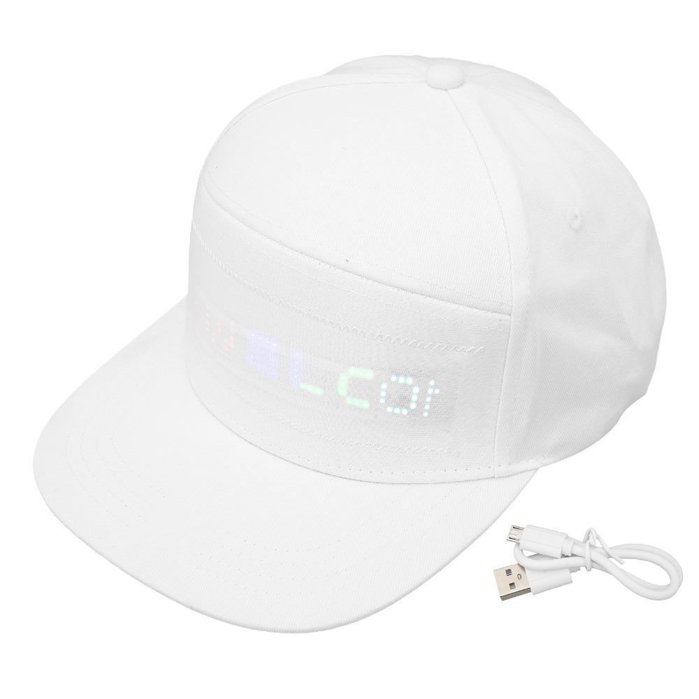 

Bluetooth LED Cap APP Control Detachable Programmable LED Hat White Editable Colorful Rolling Display Hat Outdoor Use