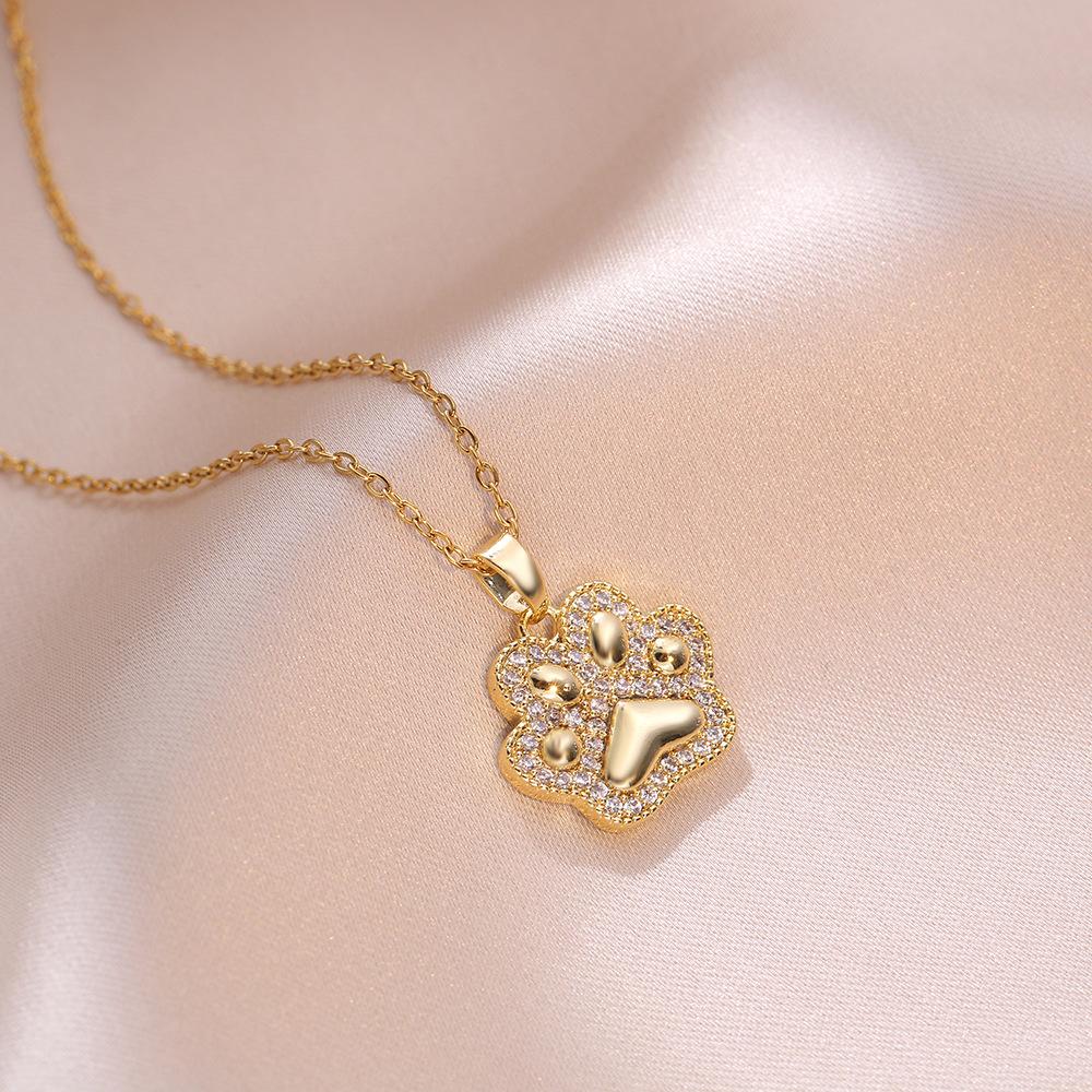 Sweet Cute Cat's-claw Pendant Necklaces for Women Girls Stainless Steel Trendy Romantic Jewelry Accessories Gifts