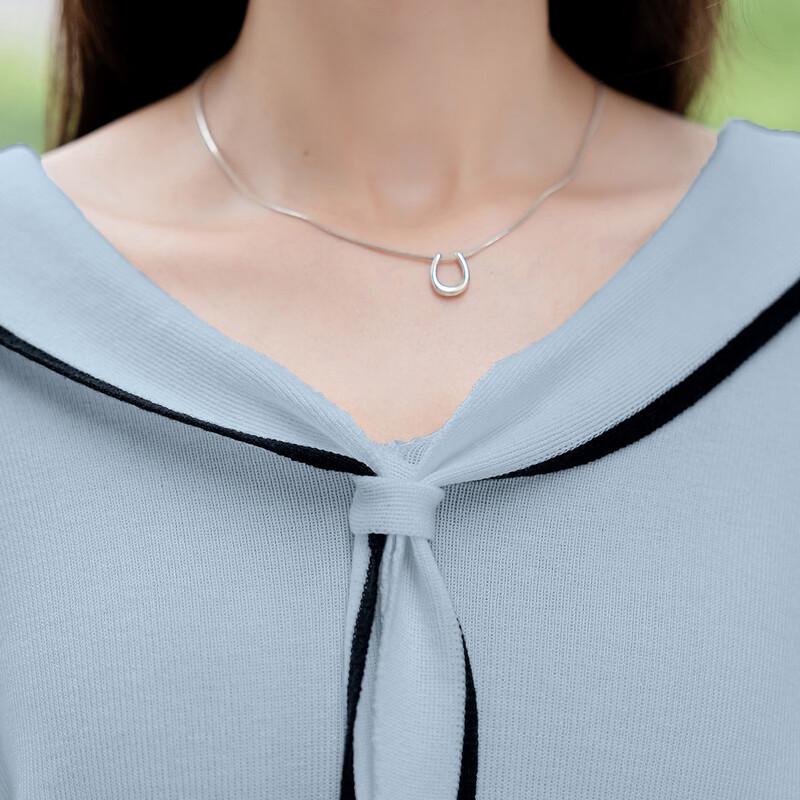 Moka Na Women's Contrast Sailor Collar Knit Top