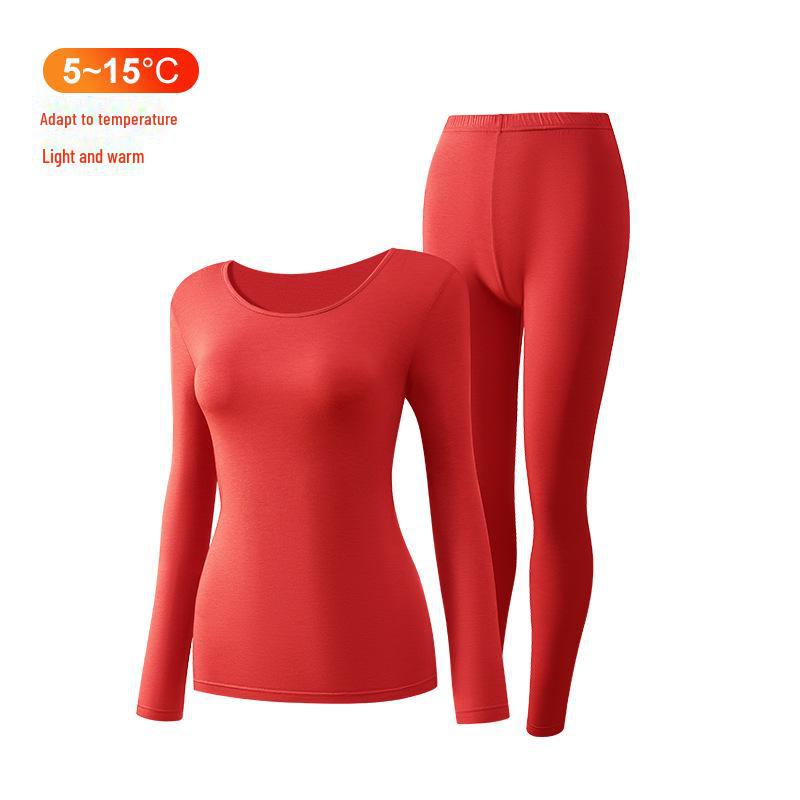 Leica Pure Cotton Antibacterial Thermal Underwear Set: Women's Round Neck, Lightweight Warm Autumn Clothes and Trousers