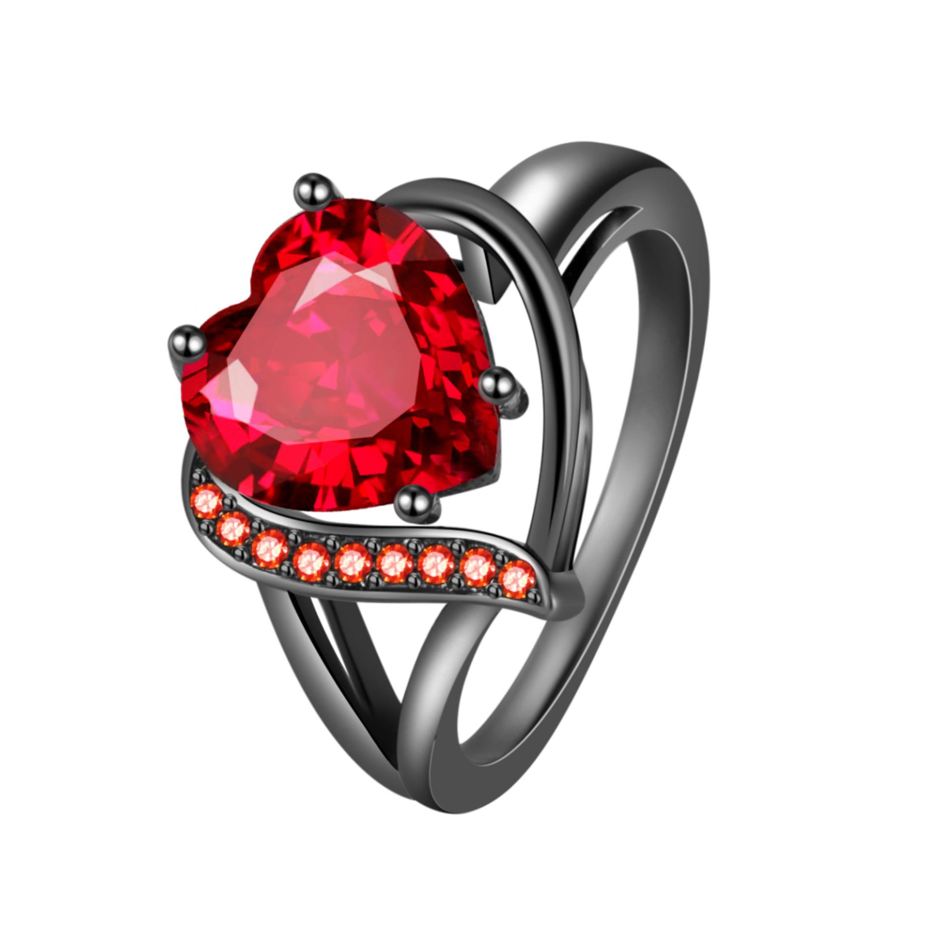 

Кільце Jin Jiahua Європейська та Американська Мода Серцеподібний Червоний Циркон Фіолетовий Діамант, Гіпоалергенне US Size 11