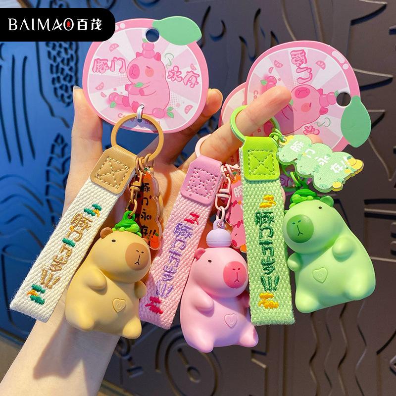 Creative Cartoon Sound Kapibara Keychain Cute Buddhist Capybara Doll Toy Doll Keychain Pendant