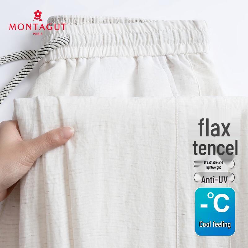 MONTAGUT Men s Cool-Touch Linen Blend UPF50 Wide-Leg Casual Pants XL грязно-белый