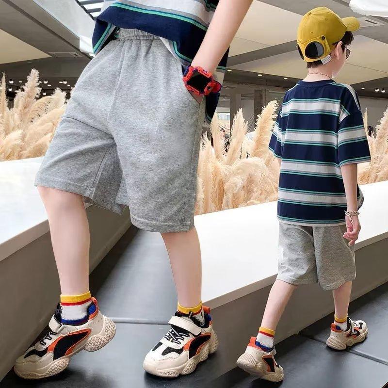 3-14 Years Boy's Summer Shorts Solid Kids Short Sweatpants Children Elastic Waist Half Pants
