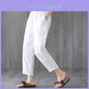 Cotton Linen Casual Female Pants Korean Style Loose Tapered Long Pants For Women