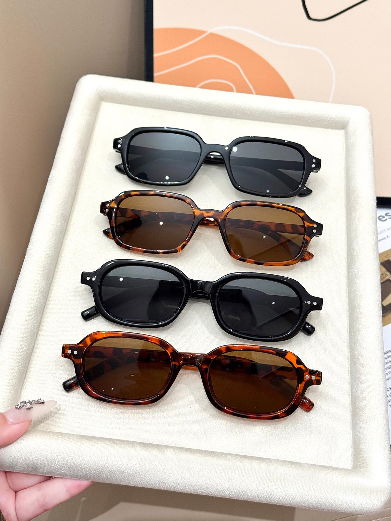 

4Pcs Oval-Shaped Small Frame Glasses, Chic Black Color, Casual and Fashionable Decorative Glasses, Stylish Wear