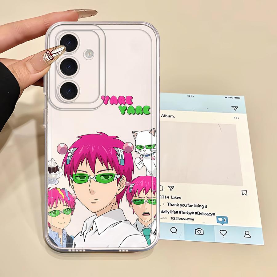Cute Boy Saiki K-Kusuo Phone Case for Samsung Galaxy A13 A15 A16 A14 A12 A35 A34 A73 A35 A71 A72 A25 A22 Soft Cover